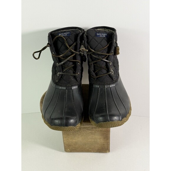 Sperry Boots Womens 10 M Saltwater Quilted Duck Ankle STS94063 Black Waterproof - Picture 5 of 16
